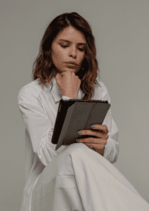 woman working on a tablet