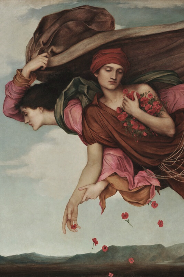 painting of a man and woman flying through the sky in a dream; what do dreams mean?