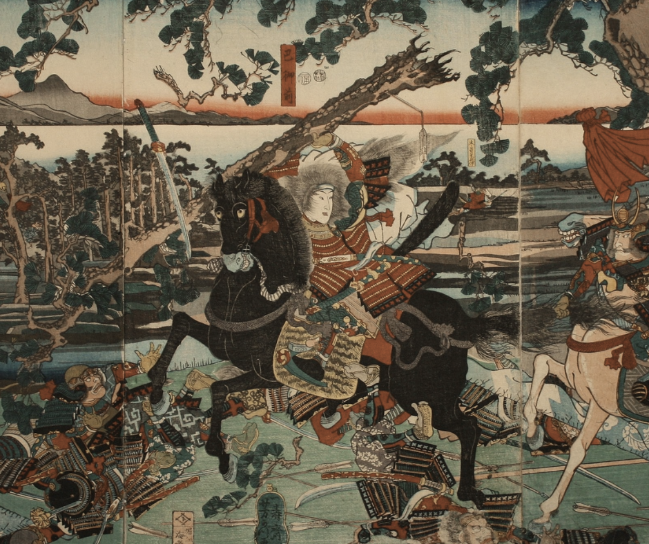 female samurai Tomoe Gozen in battle