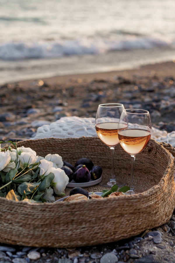 orange wine on the beach