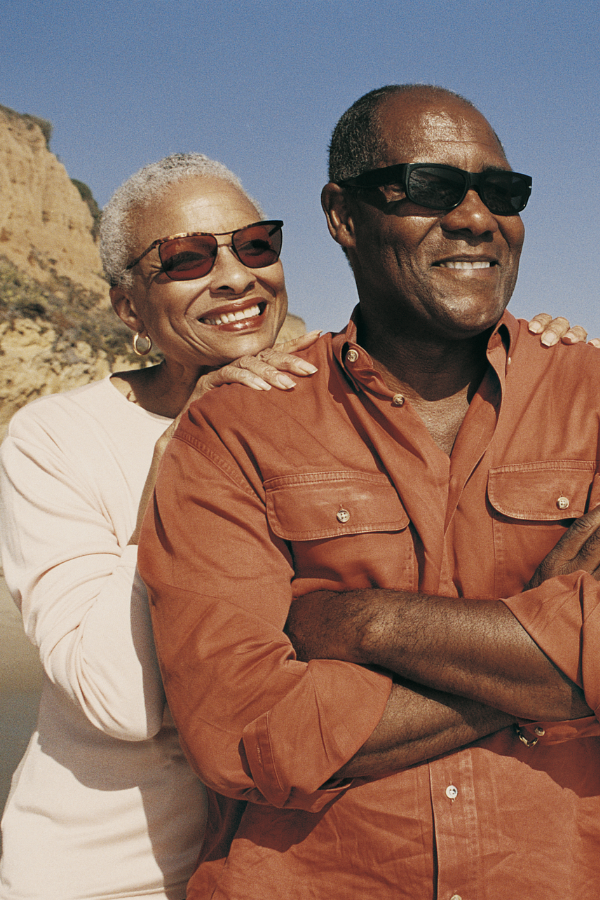 a retired couple on the beach