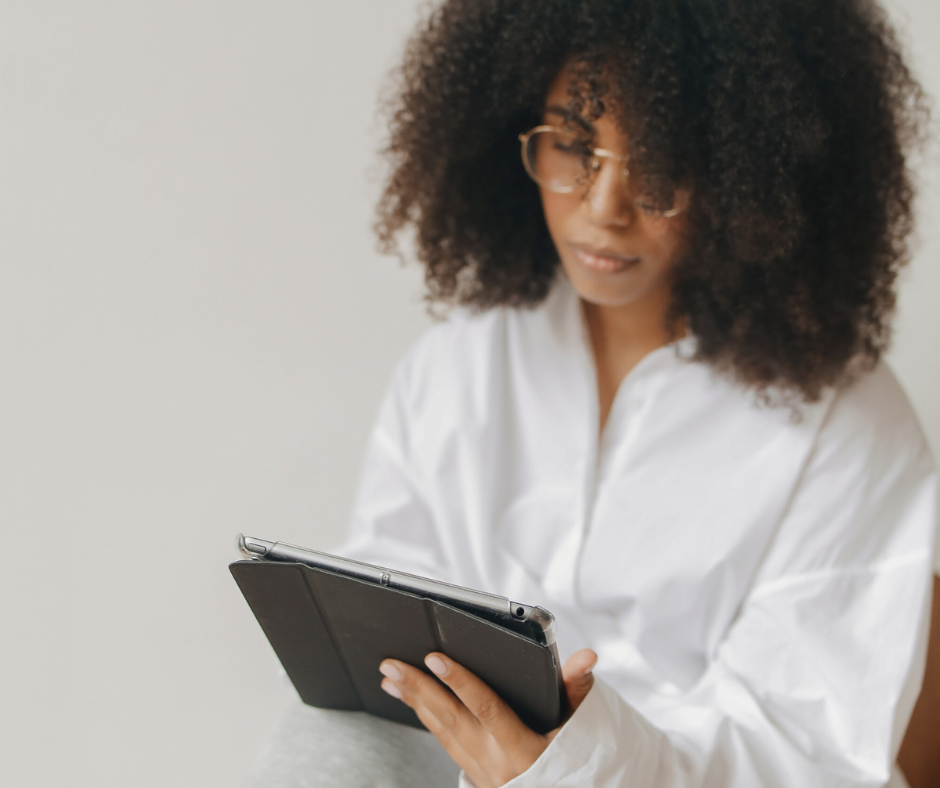 woman on a tablet