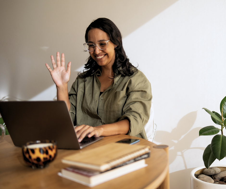 a woman in a Zoom call