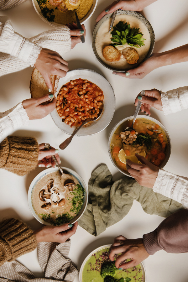 fall soups on a table