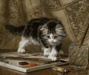 painting of a cat using watercolors