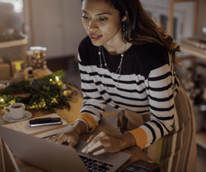 a female business owner preparing for holiday sales