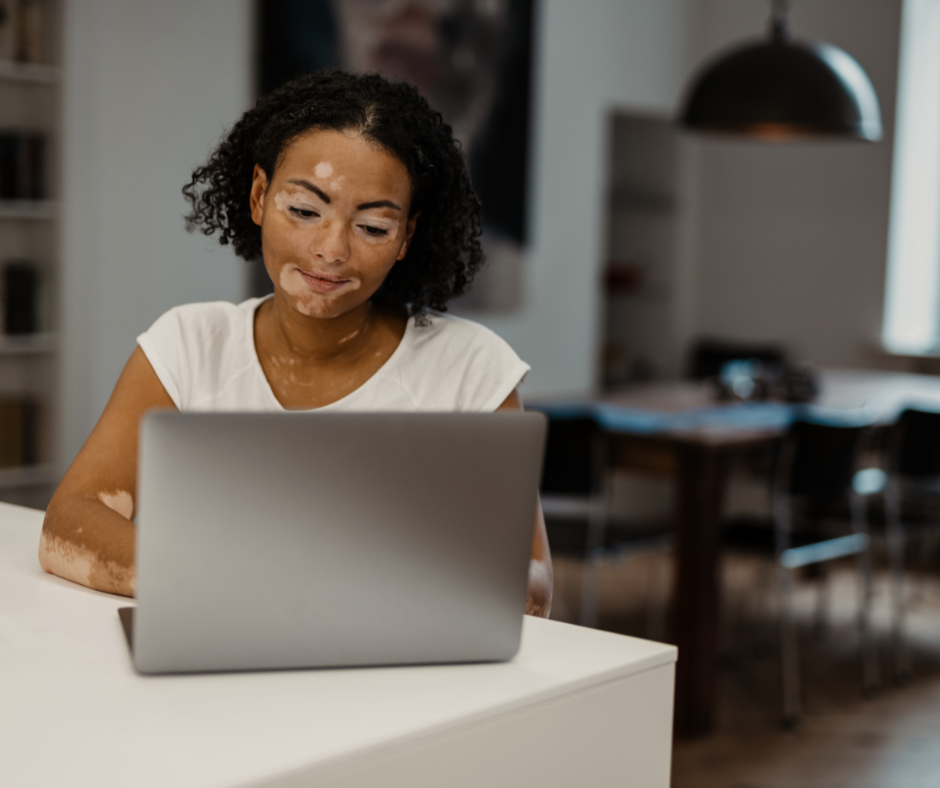 woman working on her laptop