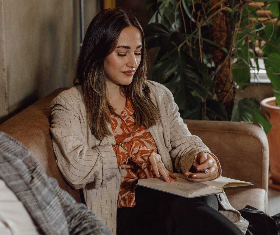 a woman preparing for her end of the year meeting