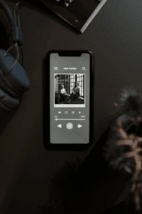 a podcast on a phone