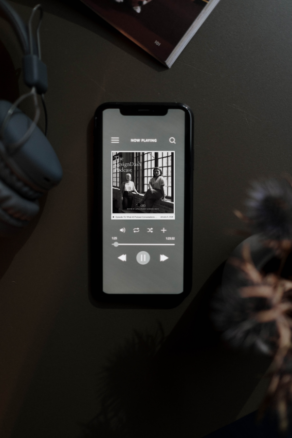 a podcast on a phone