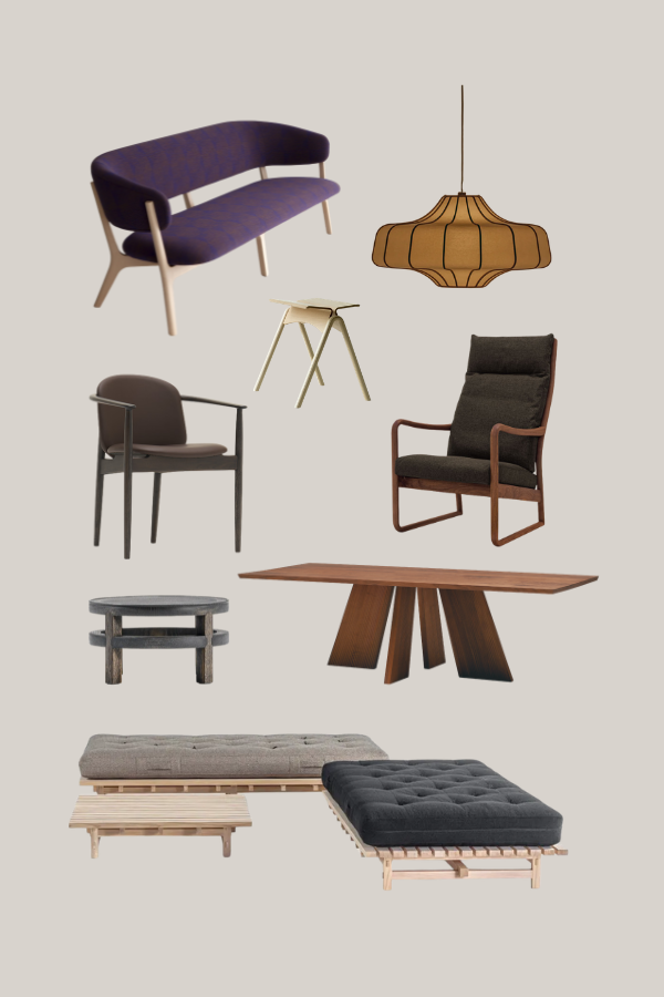 collage of Japanese furniture pieces