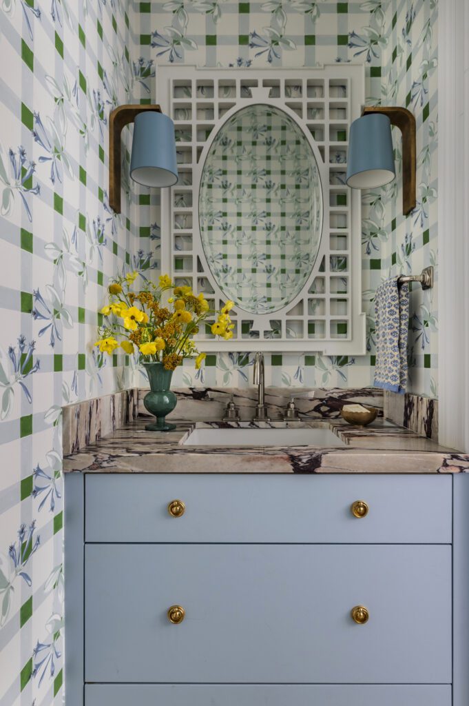 A powder bath designed by Mimi Meacham through her firm, Marian Louise Design.