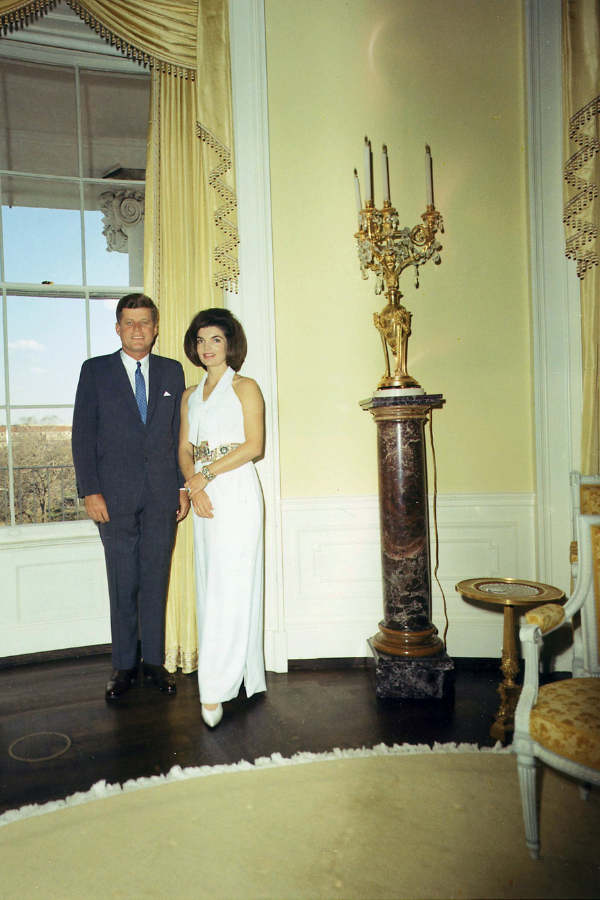 The Kennedys in Sister Parish's Yellow Oval Room