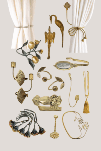 a collage of unique curtain tiebacks