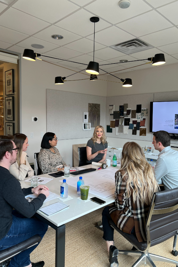 designers gathered in a studio for a client strategy meeting