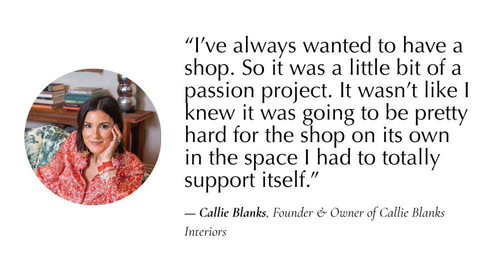 a quote from Callie Blanks with a bubble of her headshot on the left