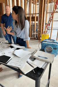 Megan leads a design team on site
