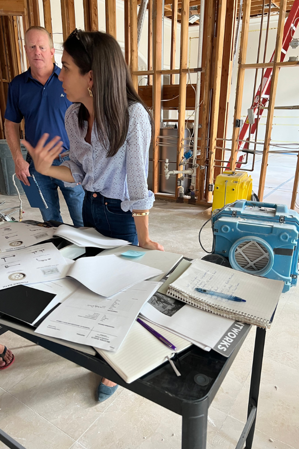 Megan leads a design team on site